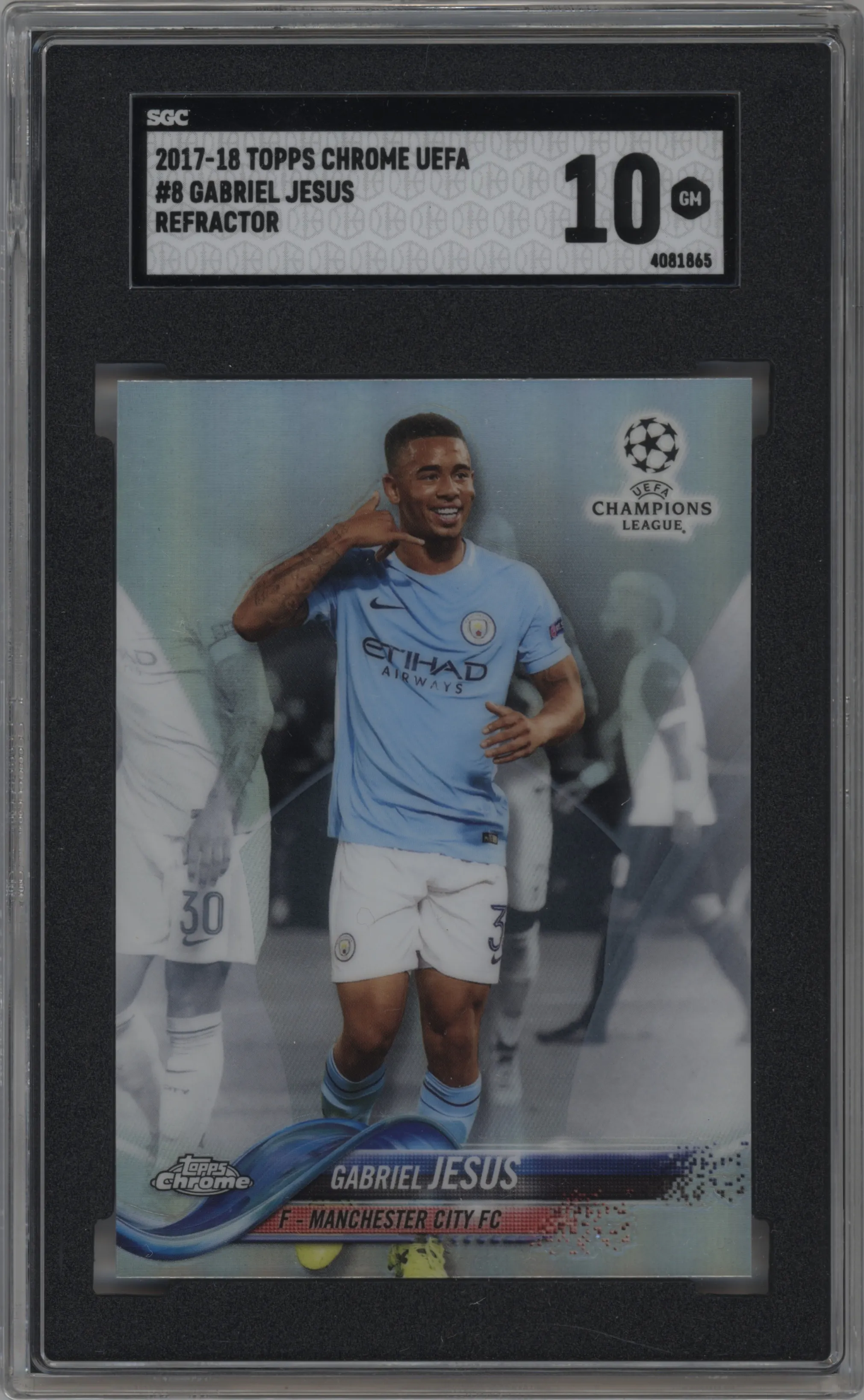 2017 Topps Chrome UEFA Champions League Gabriel Jesus Refractor #8 SGC 10