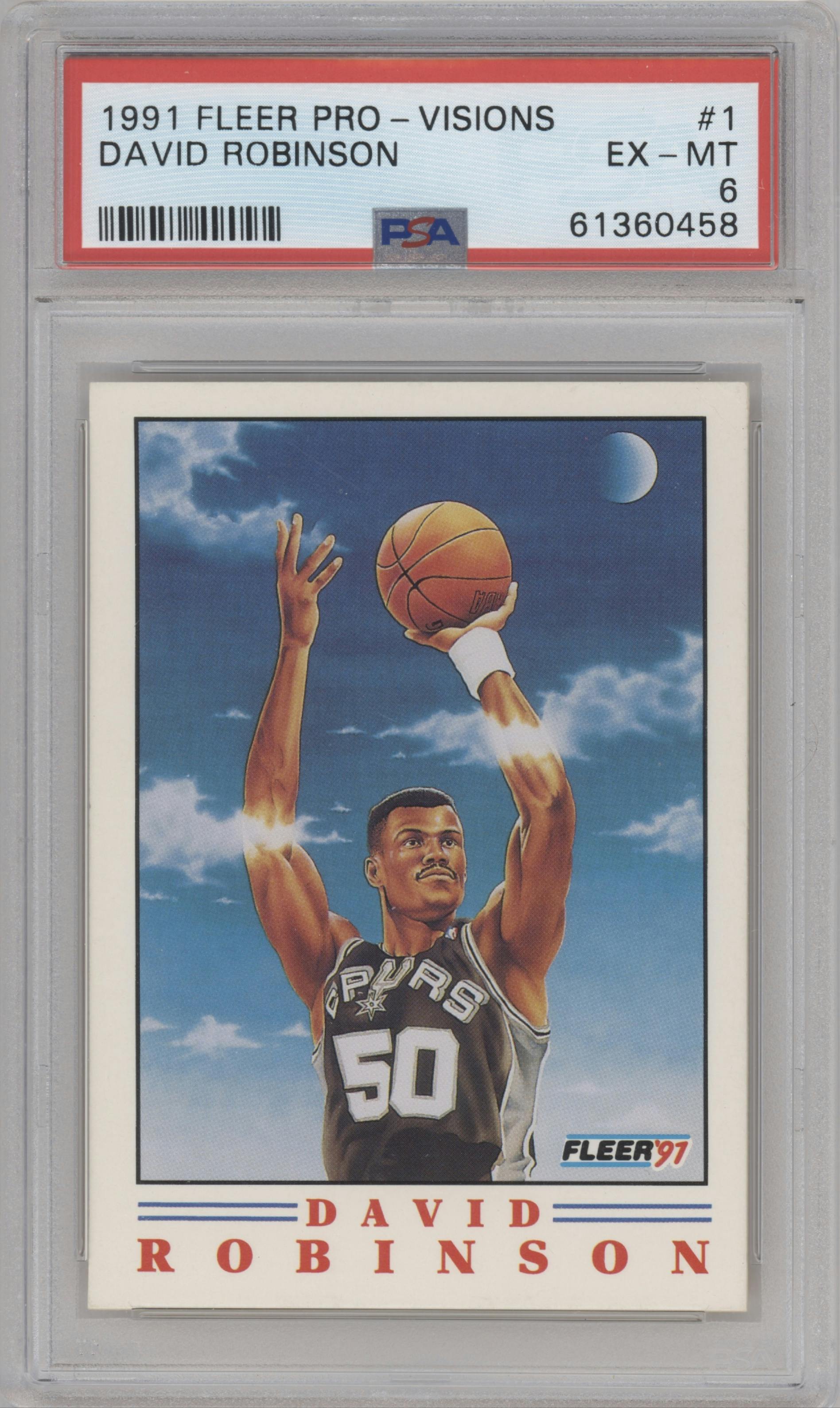 David Robinson from the 1991-92 Fleer set graded by PSA and given an overall grade of 6.