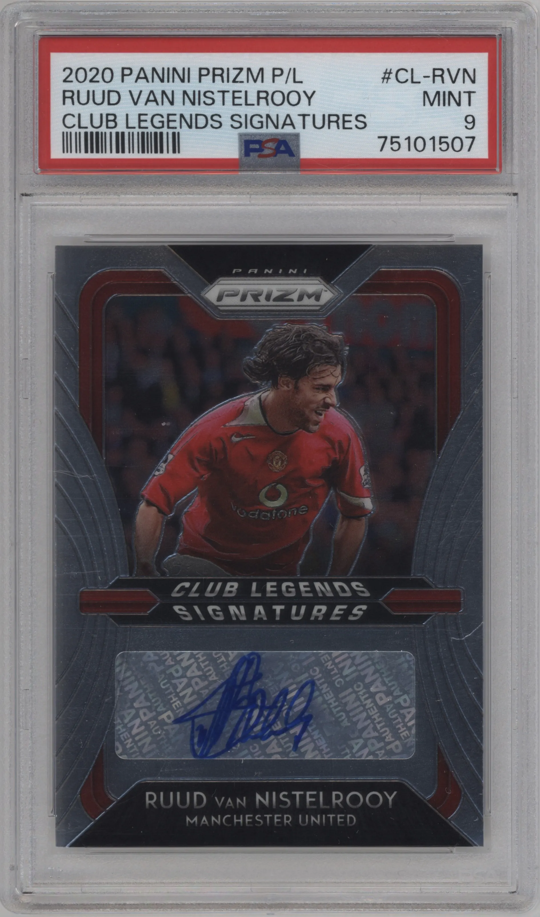 2020 Panini Prizm Premier League Club Lgnds.Sig. Ruud van Nistelrooy #CL-RVN PSA 9