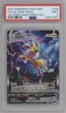 Jolteon VMAX from the 2021 Pokemon SWSH set featuring a Jolteon VMAX Premium Collection parallel graded by PSA and given an overall grade of 9.