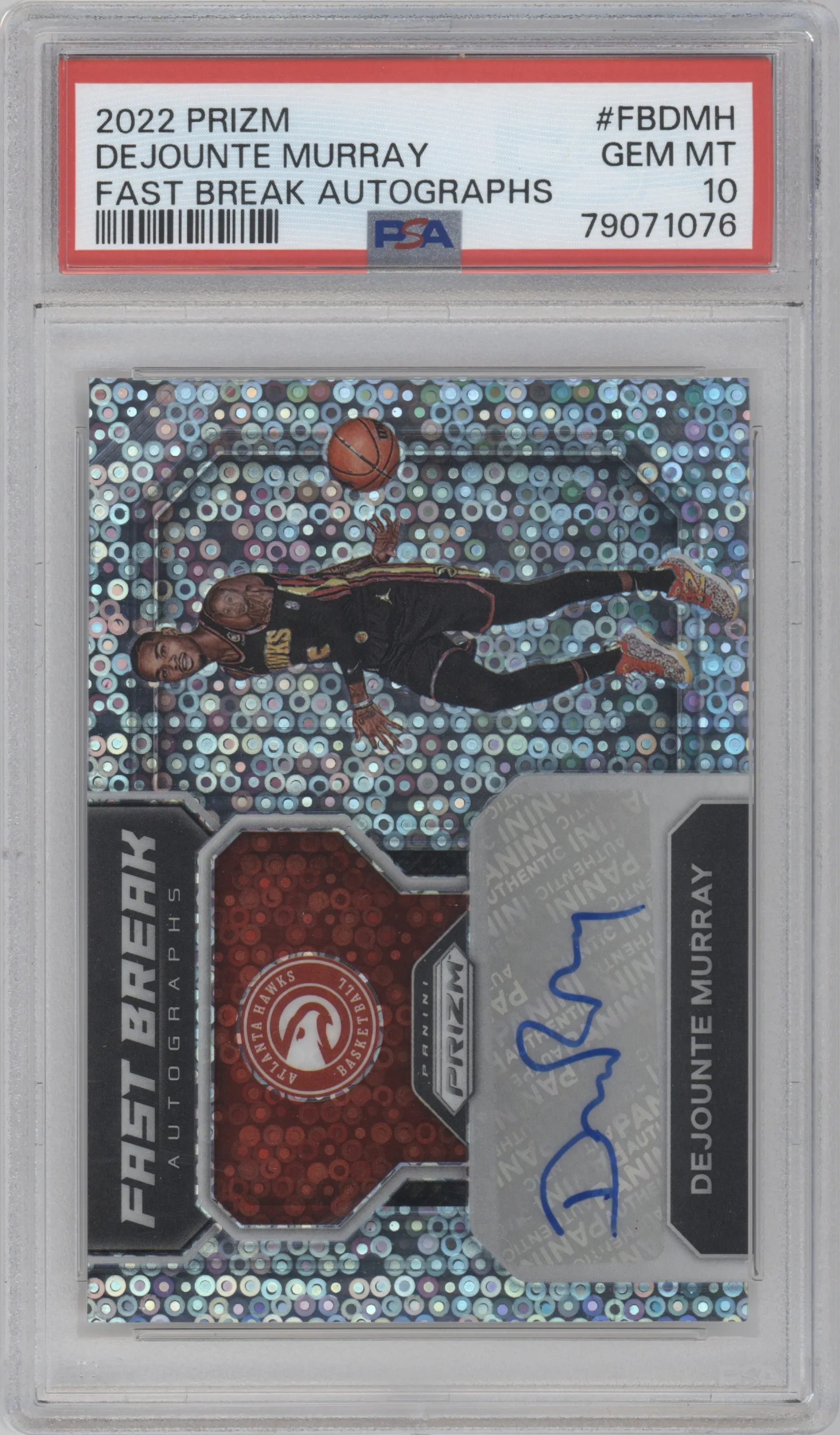 2022 Panini Prizm Fast Break Auto Dejounte Murray #FB-DMH PSA 10