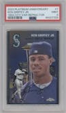 Ken Griffey Jr. from the 2023 Topps Chrome Platinum Anniversary set featuring a Refractor parallel graded by PSA and given an overall grade of 9.