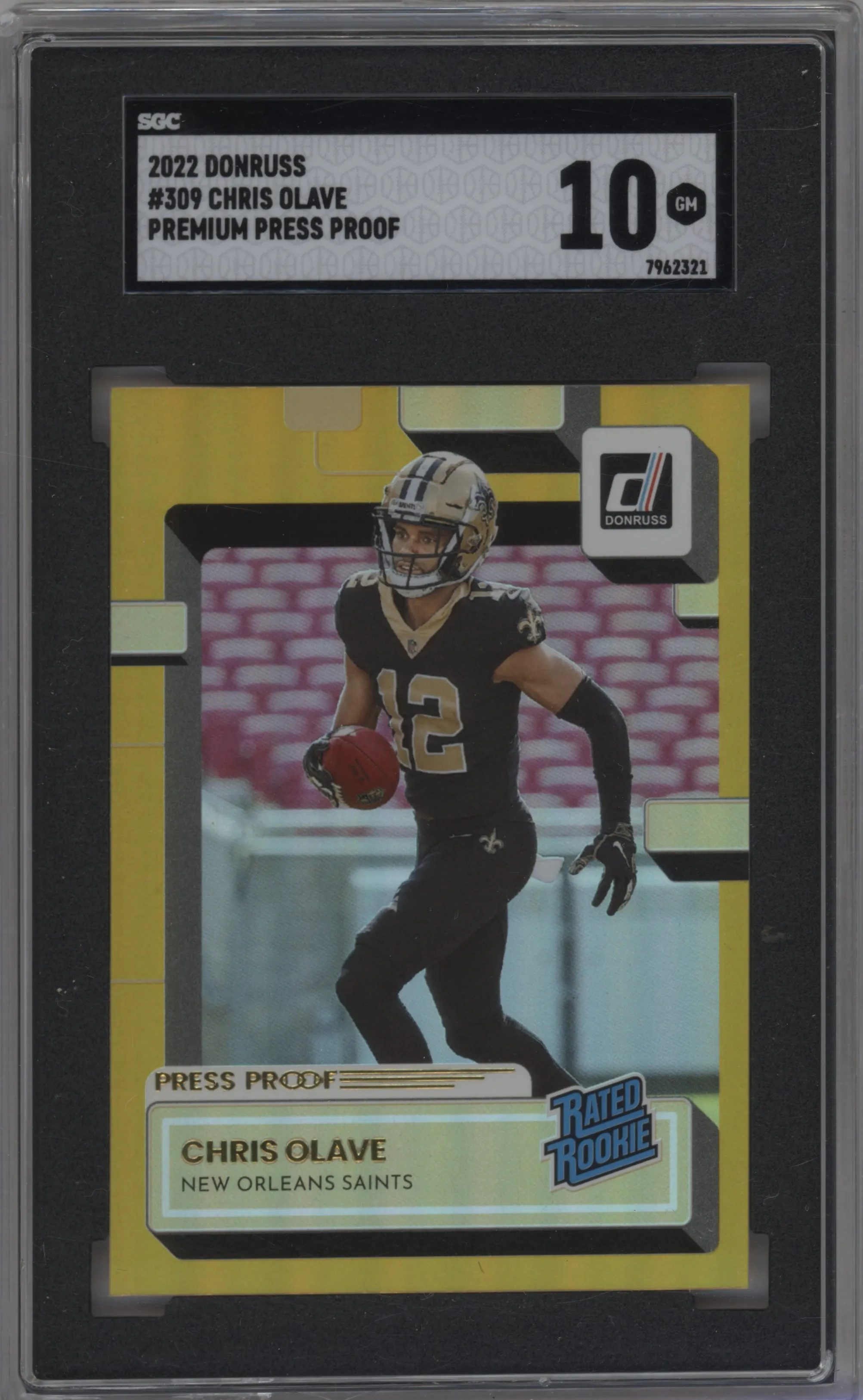 2022 Panini Donruss Rated Rookie Chris Olave Press Proof Premium #309 SGC 10