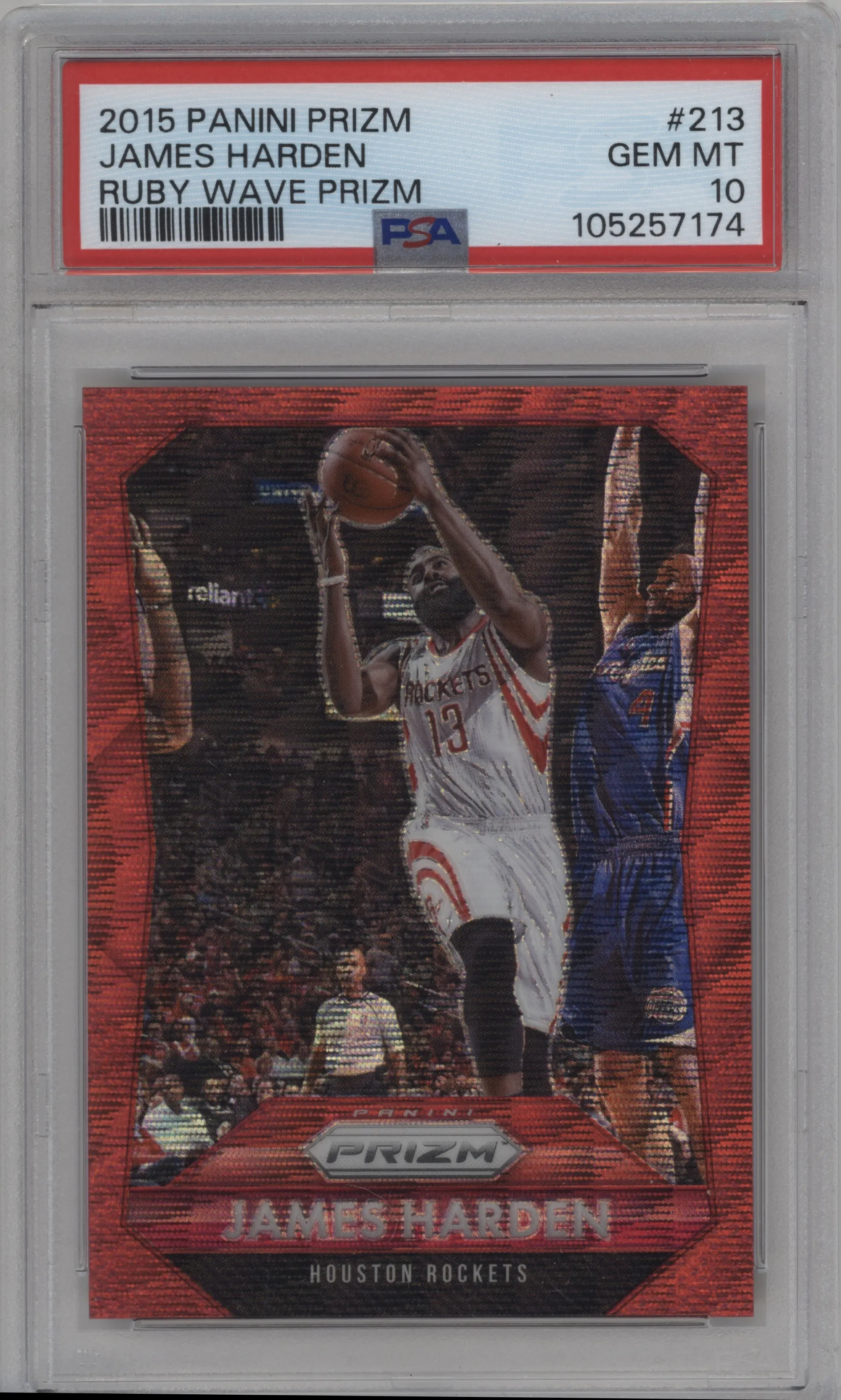 2015 Panini Prizm James Harden Ruby Wave #213 PSA 10