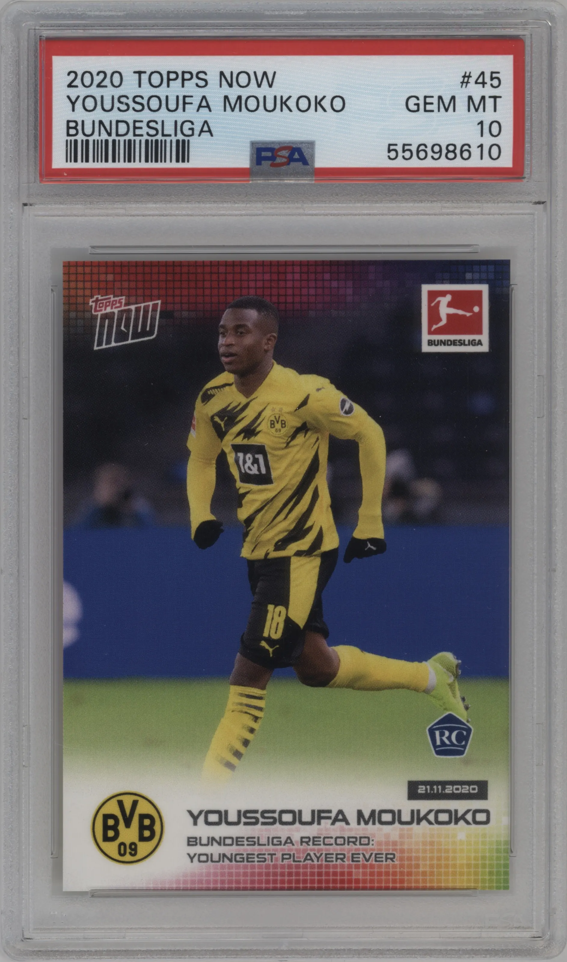 2020 Topps Now Bundesliga Youssoufa Moukoko PSA 10