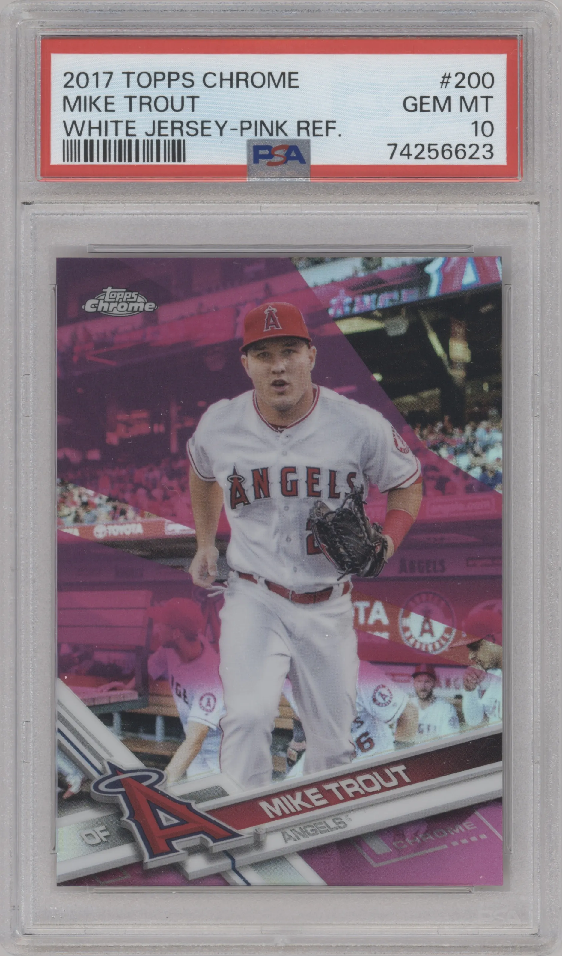 2017 Topps Chrome Mike Trout Pink Refractor #200 PSA 10