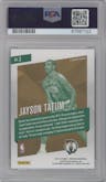 Jayson Tatum from the 2017-18 Panini Prestige set featuring a Bright Green parallel graded by PSA and given an overall grade of 10.