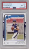 J.J. McCarthy from the 2024 Donruss set graded by PSA and given an overall grade of 10.