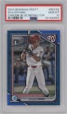 Seaver King from the 2024 Bowman Draft set featuring a Blue Refractor parallel graded by PSA and given an overall grade of 10.