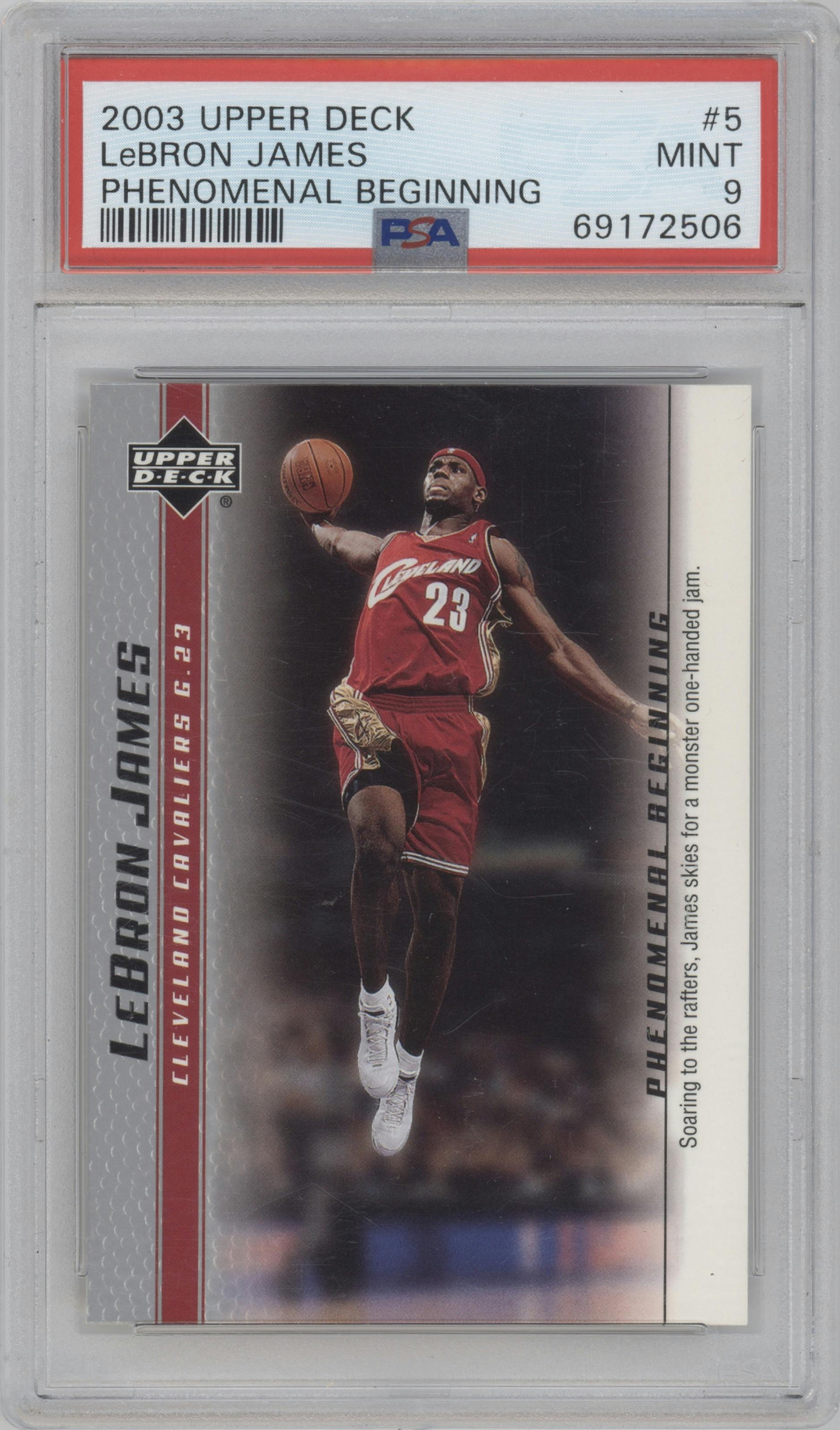 LeBron James from the 2003-04 Upper Deck LeBron James  set graded by PSA and given an overall grade of 9.