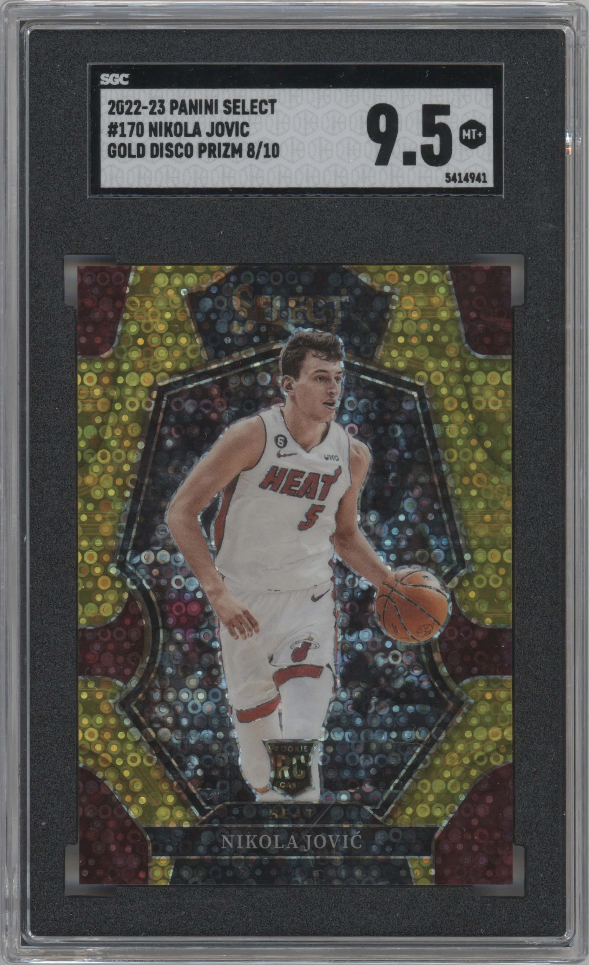 2022 Panini Select Pre.Lvl. Nikola Jovic Disco Gold SGC 9.5