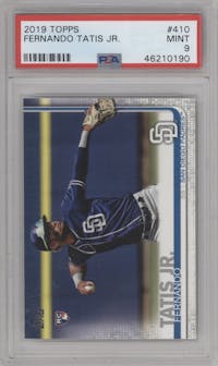 Fernando Tatis Jr. from the 2019 Topps Series 2 set graded by PSA and given an overall grade of 9.
