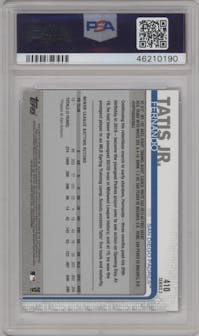 Fernando Tatis Jr. from the 2019 Topps Series 2 set graded by PSA and given an overall grade of 9.