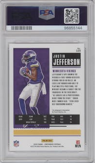 Justin Jefferson from the 2020 Panini Contenders set graded by PSA and given an overall grade of 9.