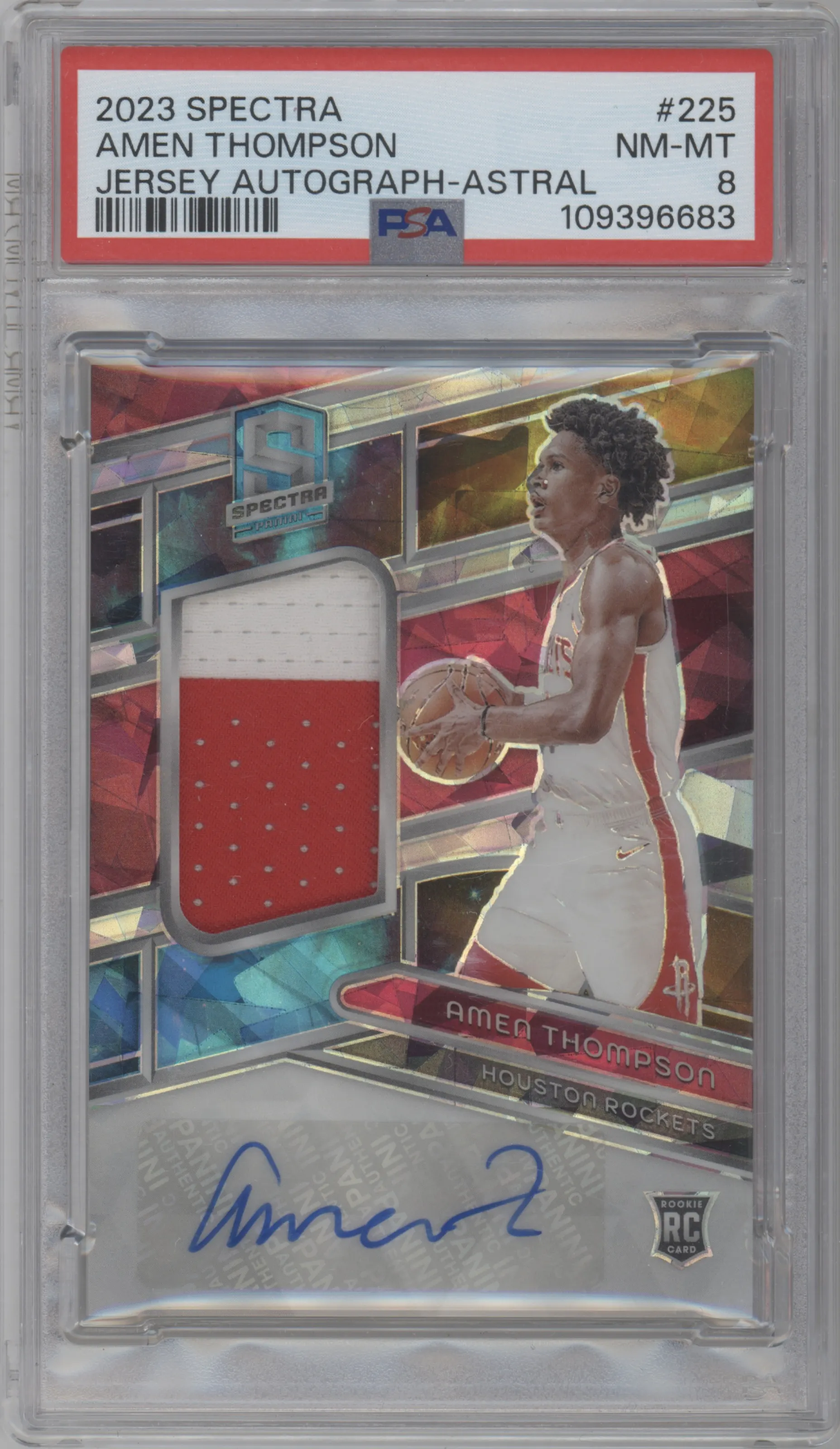2023 Panini Spectra Rke.Jrsy.Auto Amen Thompson Astral #225 PSA 8