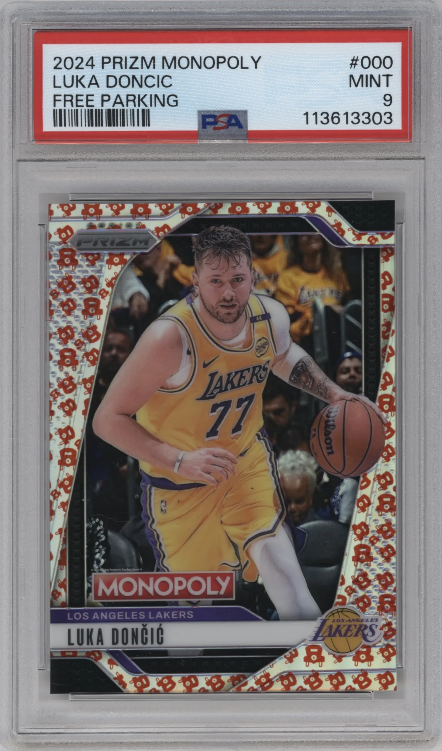 2024 Panini Prizm Monopoly iCollect Case Bonuses Luka Doncic Free Parking #000 PSA 9