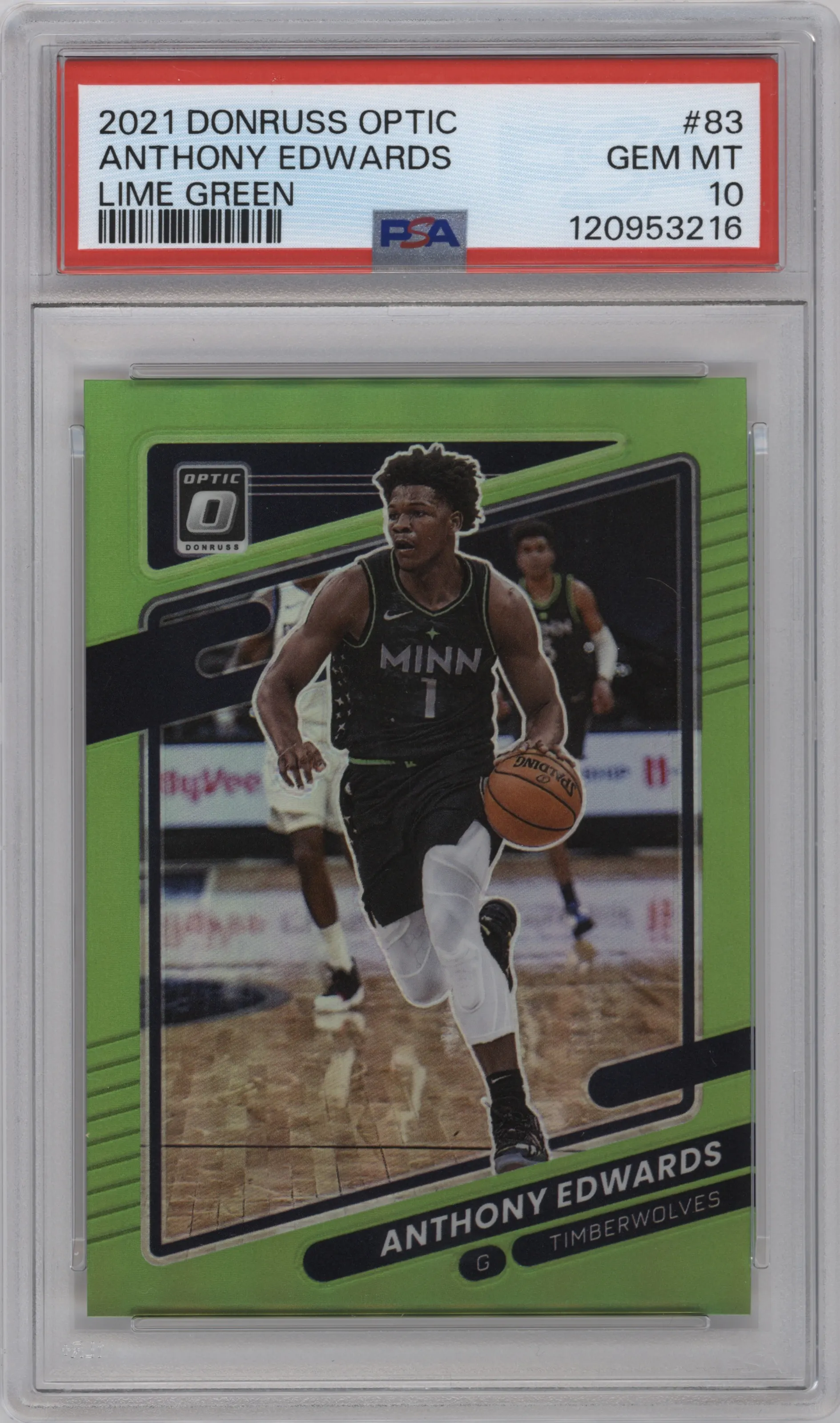 2021 Panini Donruss Optic Anthony Edwards Lime Green #83 PSA 10