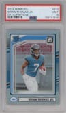 Brian Thomas Jr. from the 2024 Donruss set graded by PSA and given an overall grade of 9.