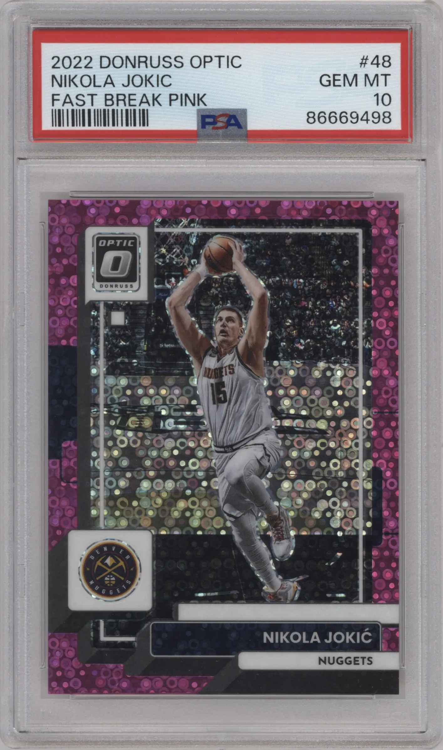 2022 Panini Donruss Optic Nikola Jokic Fast Break Pink #48 PSA 10