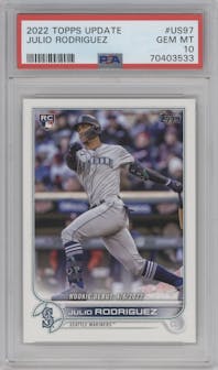 Julio Rodriguez from the 2022 Topps Update  set graded by PSA and given an overall grade of 10.
