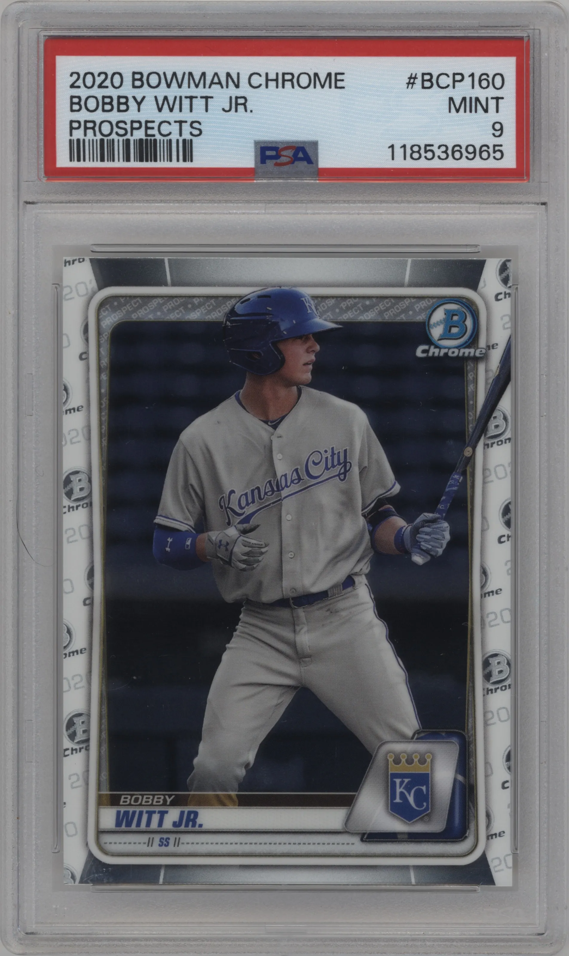 2020 Bowman Chrome Prospects Bobby Witt Jr. PSA 9