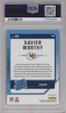 Xavier Worthy from the 2024 Donruss set featuring a Red Wave parallel graded by PSA and given an overall grade of 10.