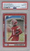Xavier Worthy from the 2024 Donruss set featuring a Red Wave parallel graded by PSA and given an overall grade of 10.