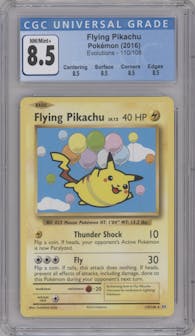 Flying Pikachu from the 2016 Pokemon XY set graded by CSG and given an overall grade of 8.5.