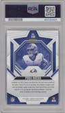 Puka Nacua from the 2023 Panini Rookies & Stars set featuring a Purple parallel graded by PSA and given an overall grade of 9.