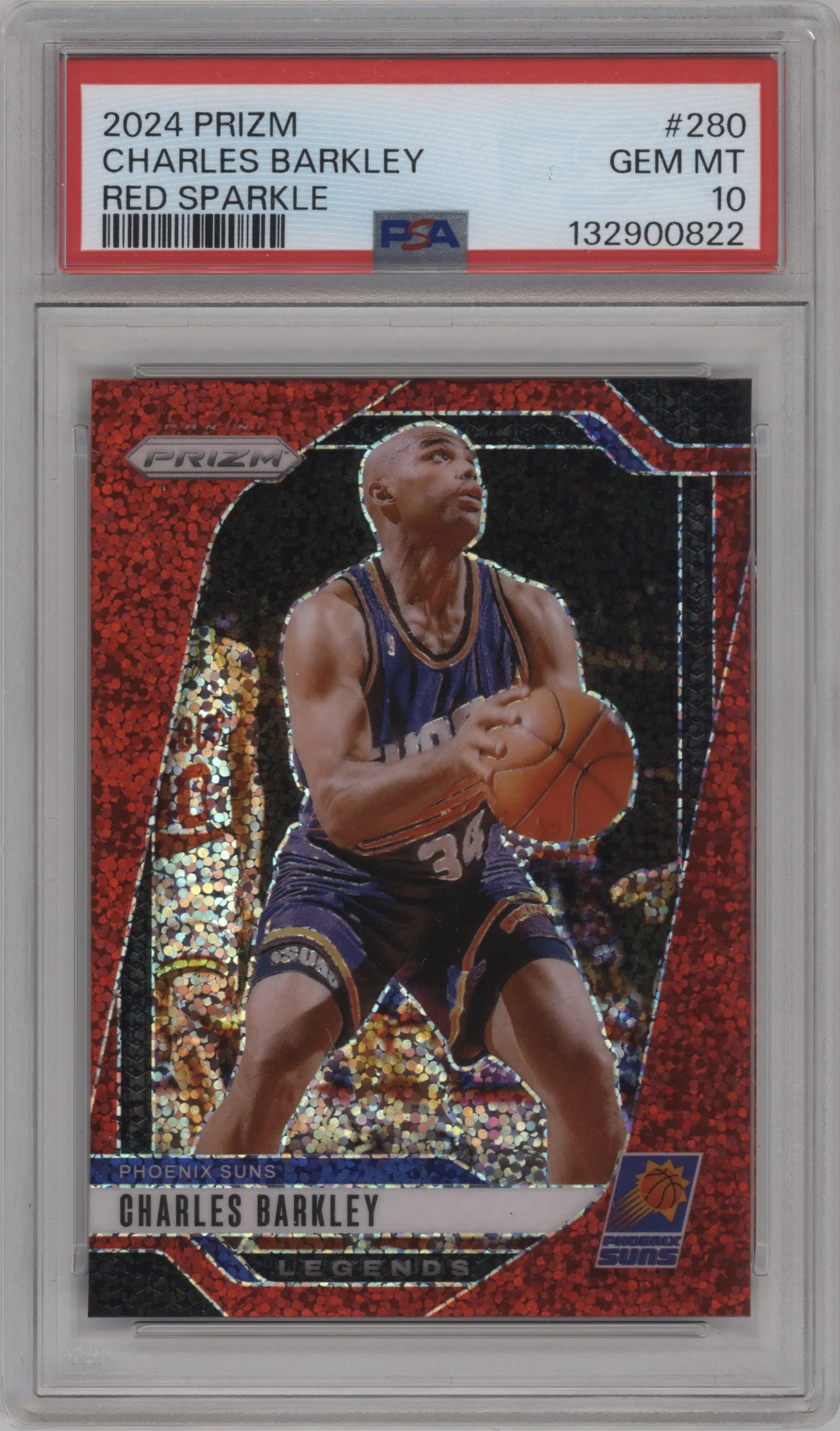 2024 Panini Prizm Charles Barkley Red Sparkle Prizm #280 PSA 10