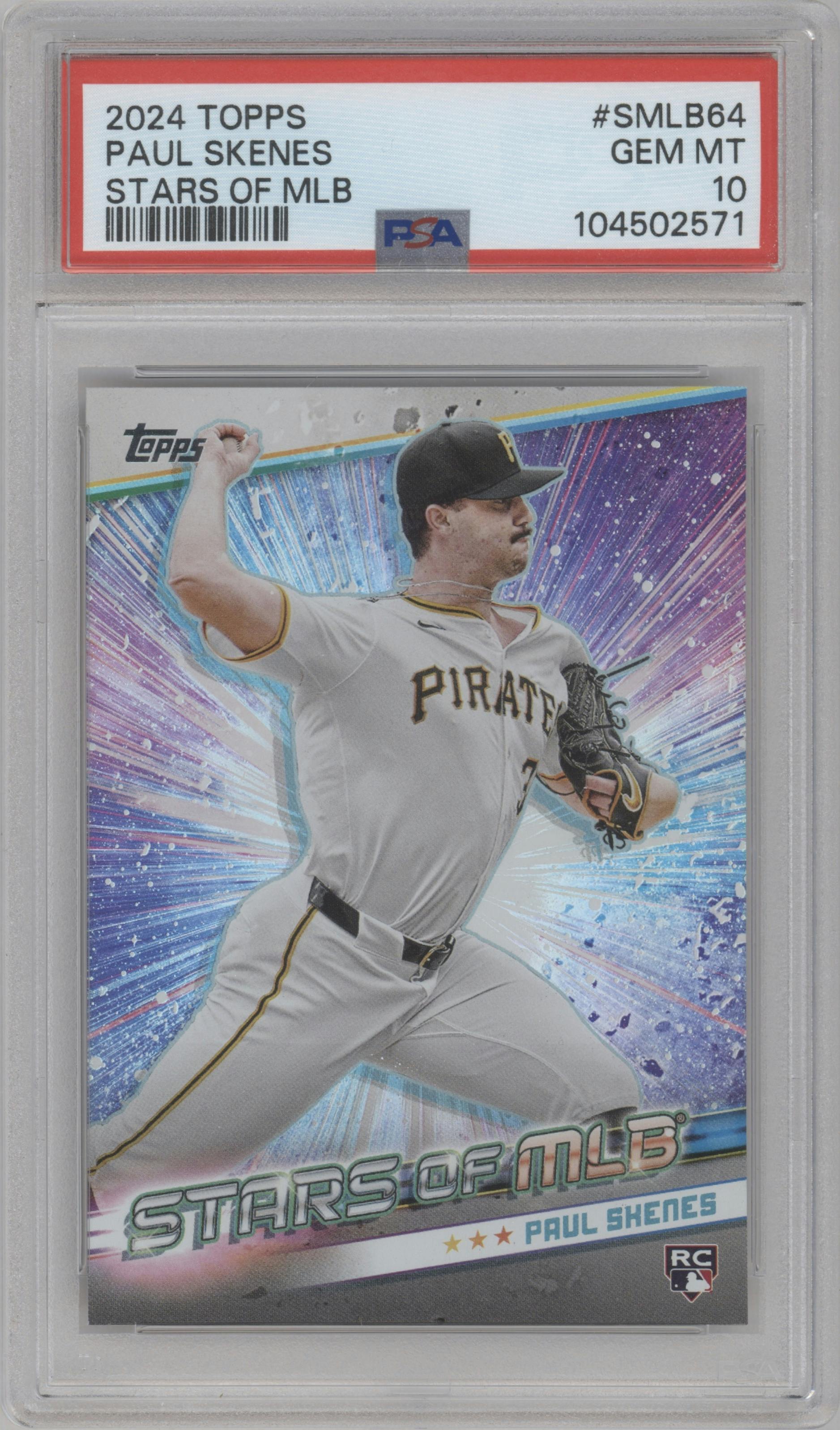 Paul Skenes from the 2024 Topps Update set graded by PSA and given an overall grade of 10.