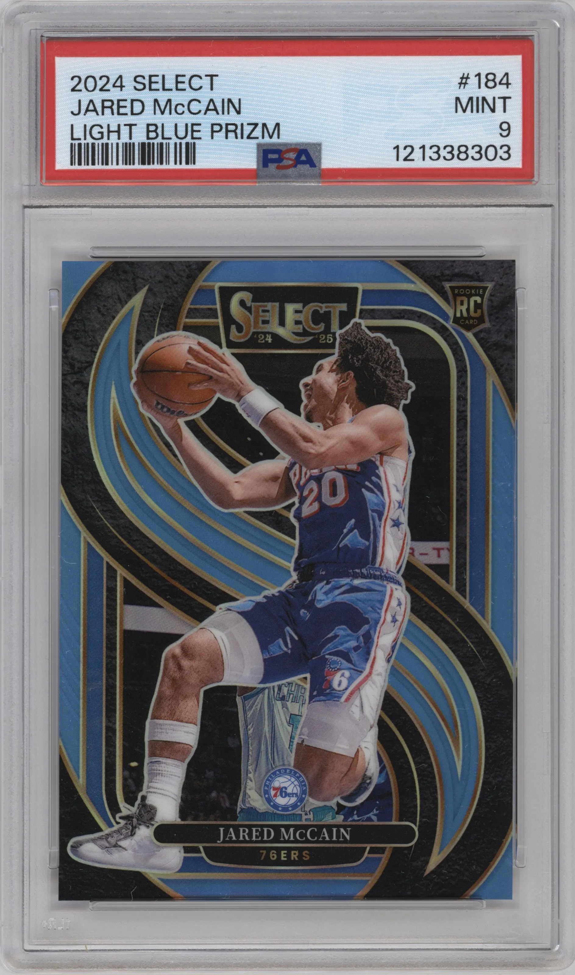2024 Panini Select Pre.Lvl. Jared McCain Light Blue Prizm PSA 9