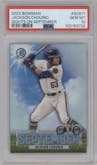 Jackson Chourio from the 2023 Bowman  set graded by PSA and given an overall grade of 10.