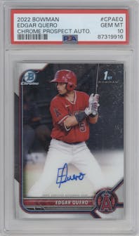 Edgar Quero from the 2022 Bowman set graded by PSA and given an overall grade of 10.
