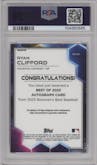 Ryan Clifford from the 2023 Bowman's Best set featuring a Refractor parallel graded by PSA and given an overall grade of 10.