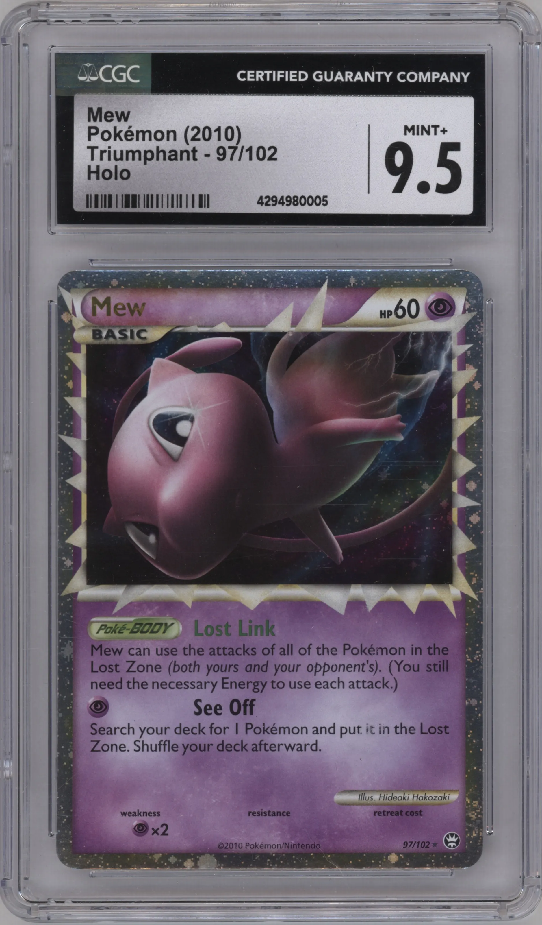 2010 Pokemon HG & SS Triumphant Mew #97 CGC 9.5