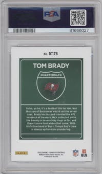 Tom Brady from the 2022 Panini Donruss set graded by PSA and given an overall grade of 9.