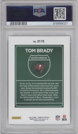 Tom Brady from the 2022 Panini Donruss set graded by PSA and given an overall grade of 9.
