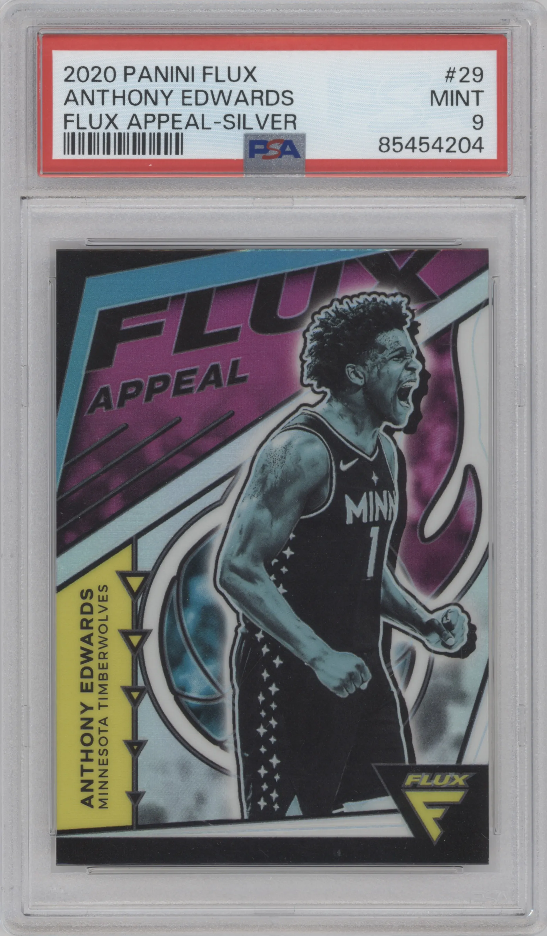 2020 Panini Flux Flux Appeal Anthony Edwards Silver PSA 9