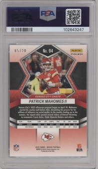  Patrick Mahomes II  from the 2022 Panini Mosaic set featuring a No Huddle Pink parallel graded by PSA and given an overall grade of 10.