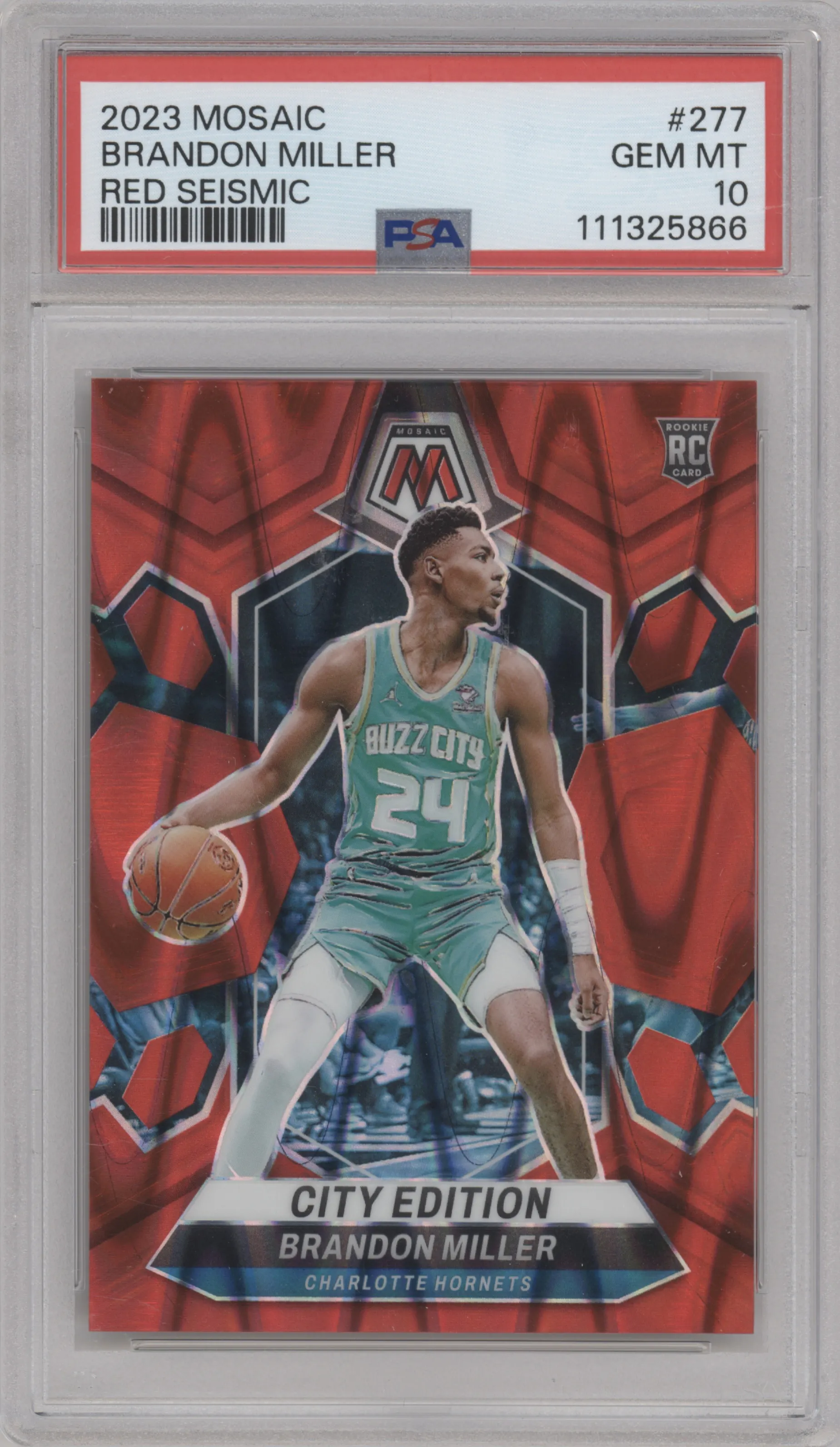 2023 Panini Mosaic Brandon Miller Red Seismic #277 PSA 10