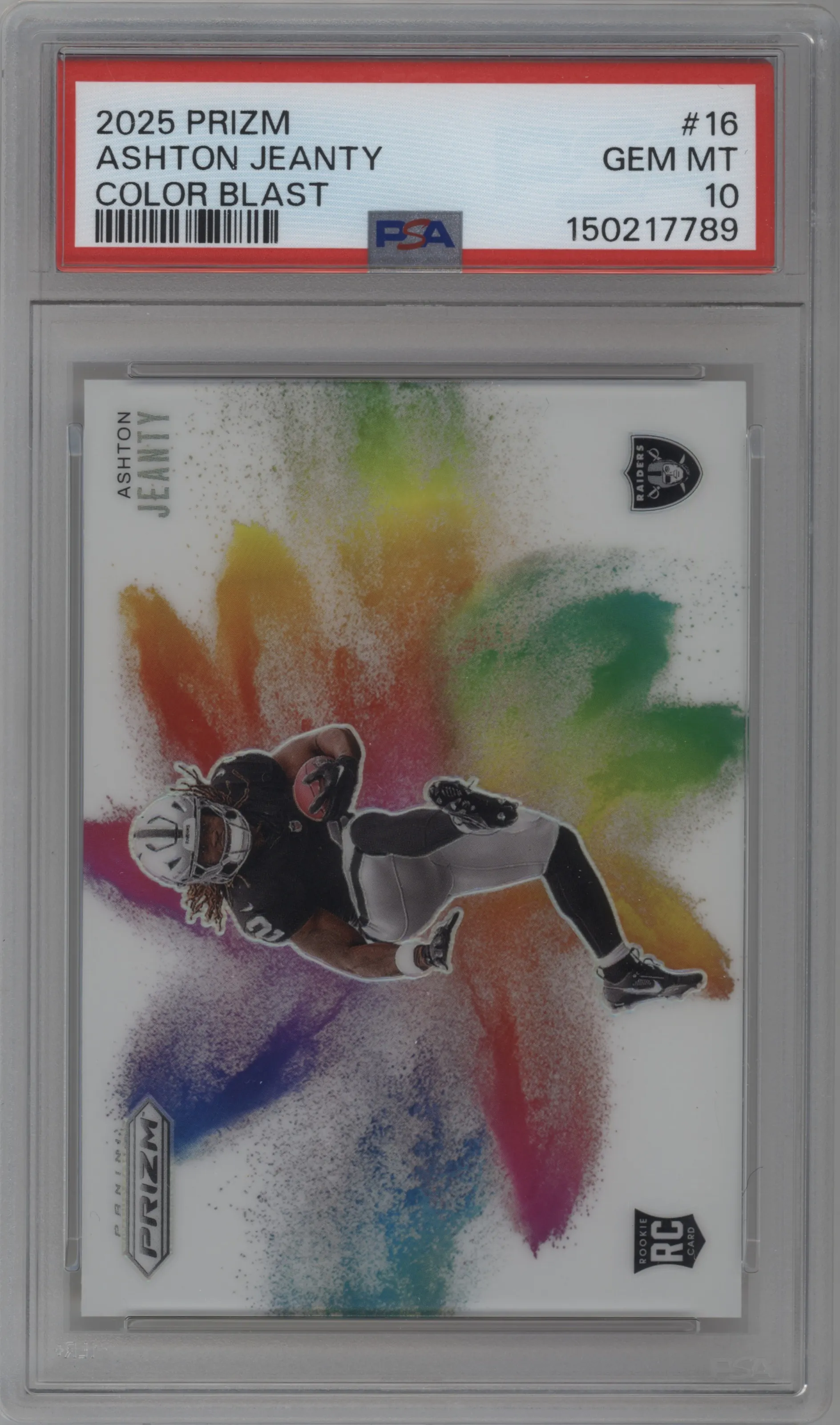 2025 Panini Prizm Color Blast Ashton Jeanty #16 PSA 10
