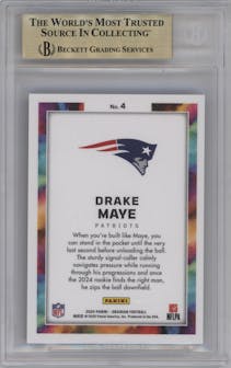 Drake Maye from the 2024 Panini Obsidian set graded by Beckett and given an overall grade of 9.5.