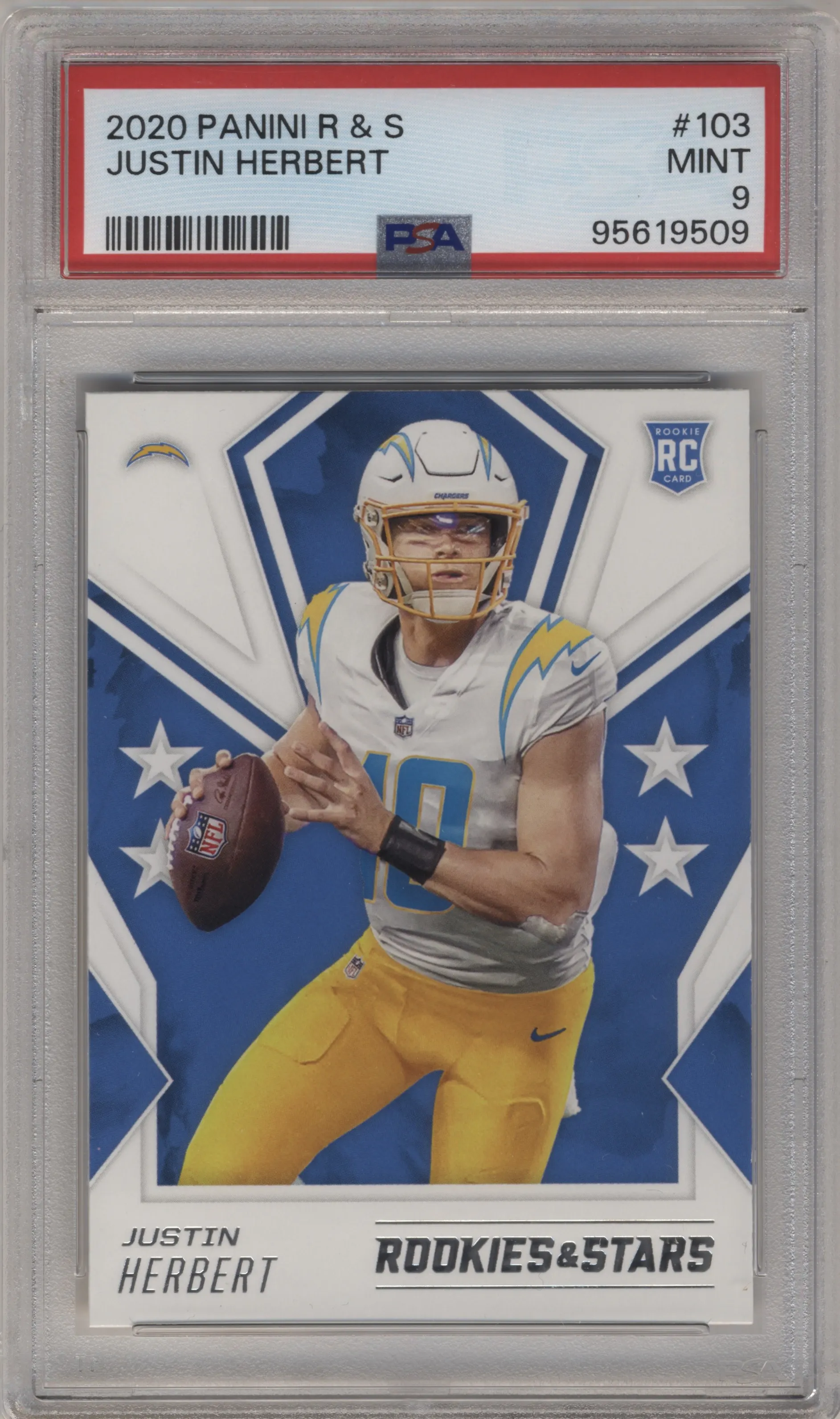 2020 Panini Rookies & Stars Justin Herbert PSA 9