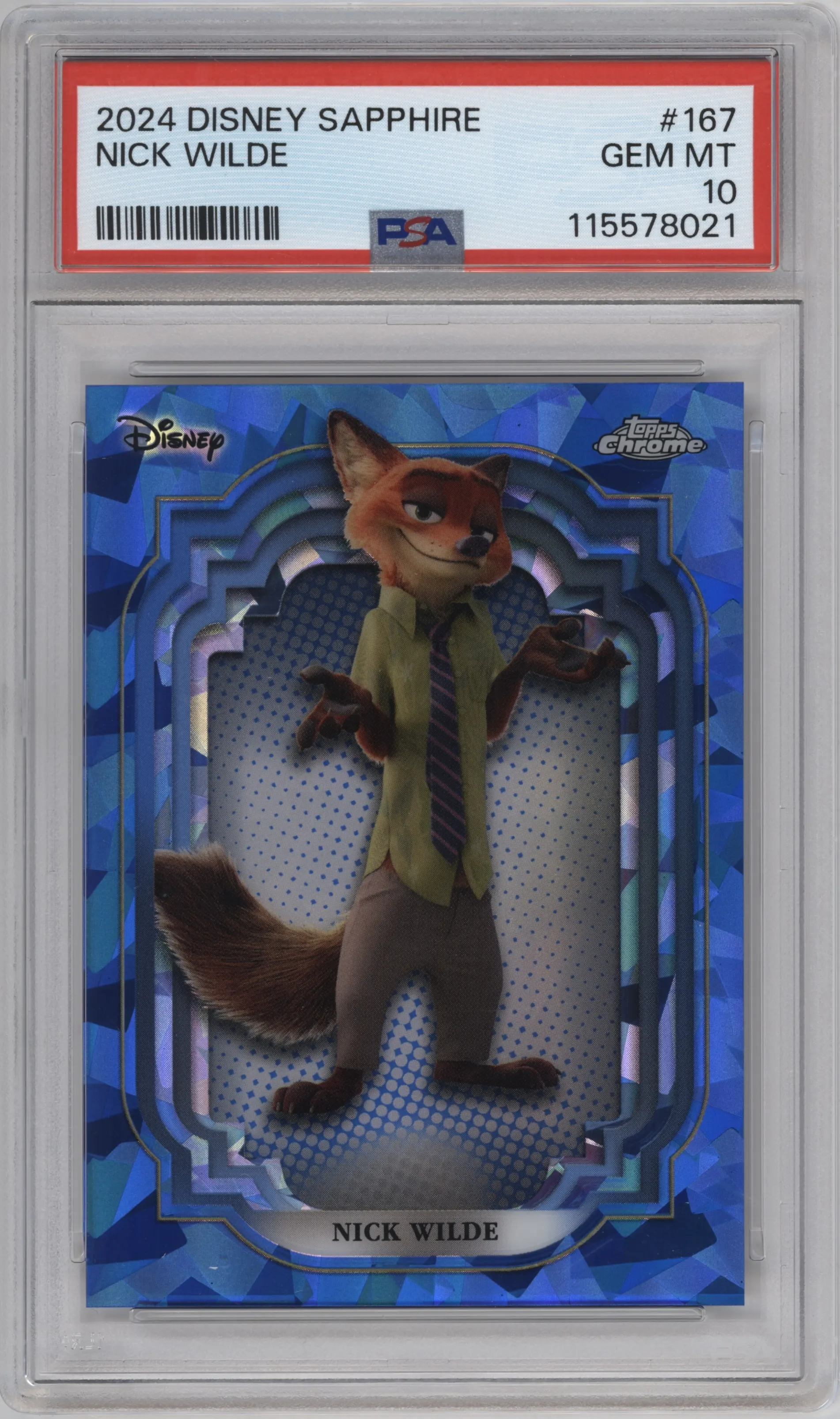 2024 Topps Chrome Disney Sapphire Edition Nick Wilde #167 PSA 10