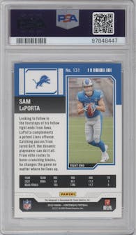 Sam LaPorta from the 2023 Panini Contenders set featuring a Conference Ticket parallel graded by PSA and given an overall grade of 9.