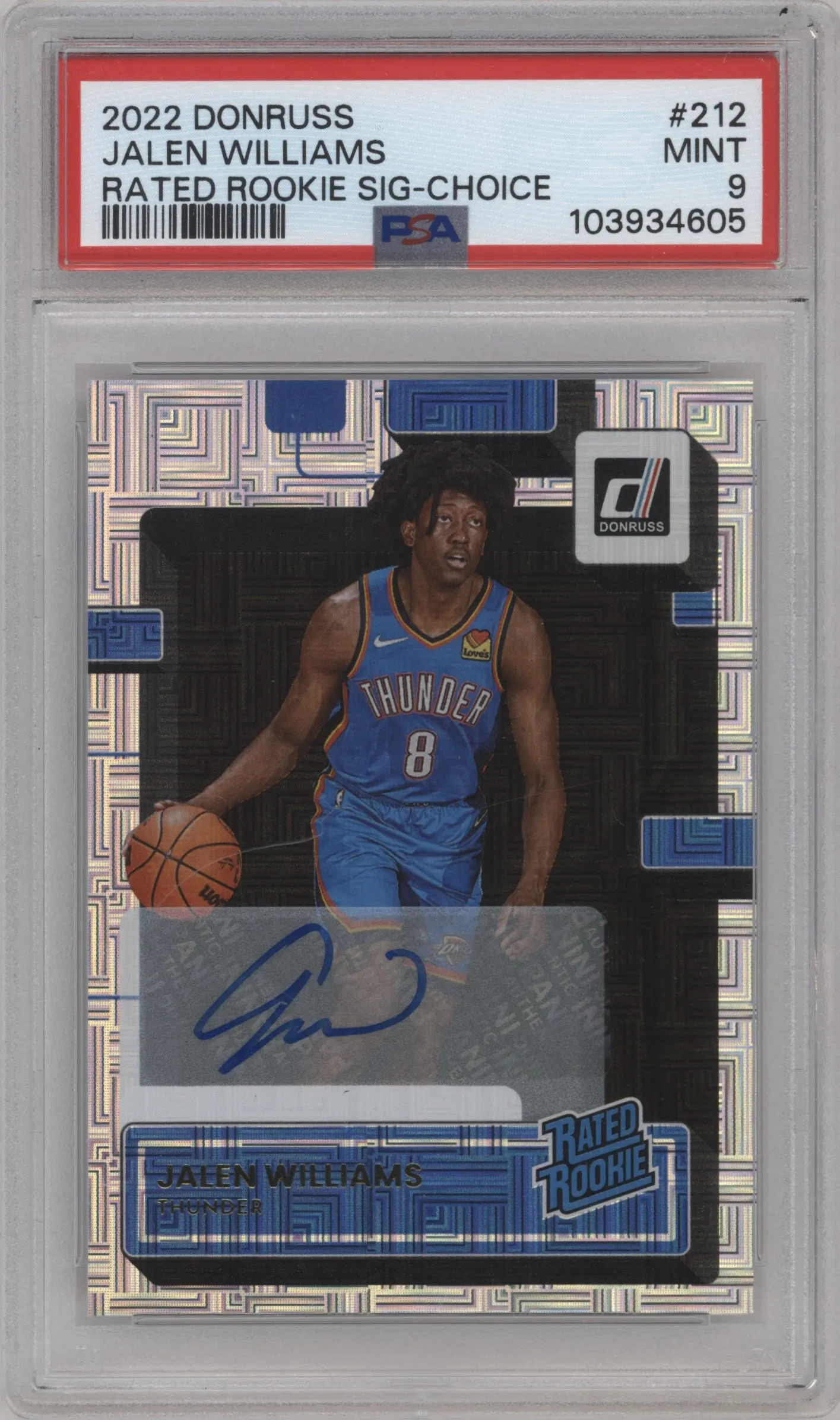 2022 Panini Donruss Rtd.Rke.Sig. Jalen Williams Choice #212 PSA 9