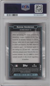 Gunnar Henderson from the 2024 Topps Cosmic Chrome set graded by PSA and given an overall grade of 10.