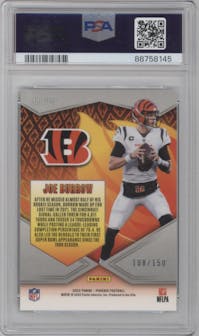 Joe Burrow from the 2022 Panini Phoenix set featuring a Teal parallel graded by PSA and given an overall grade of 9.