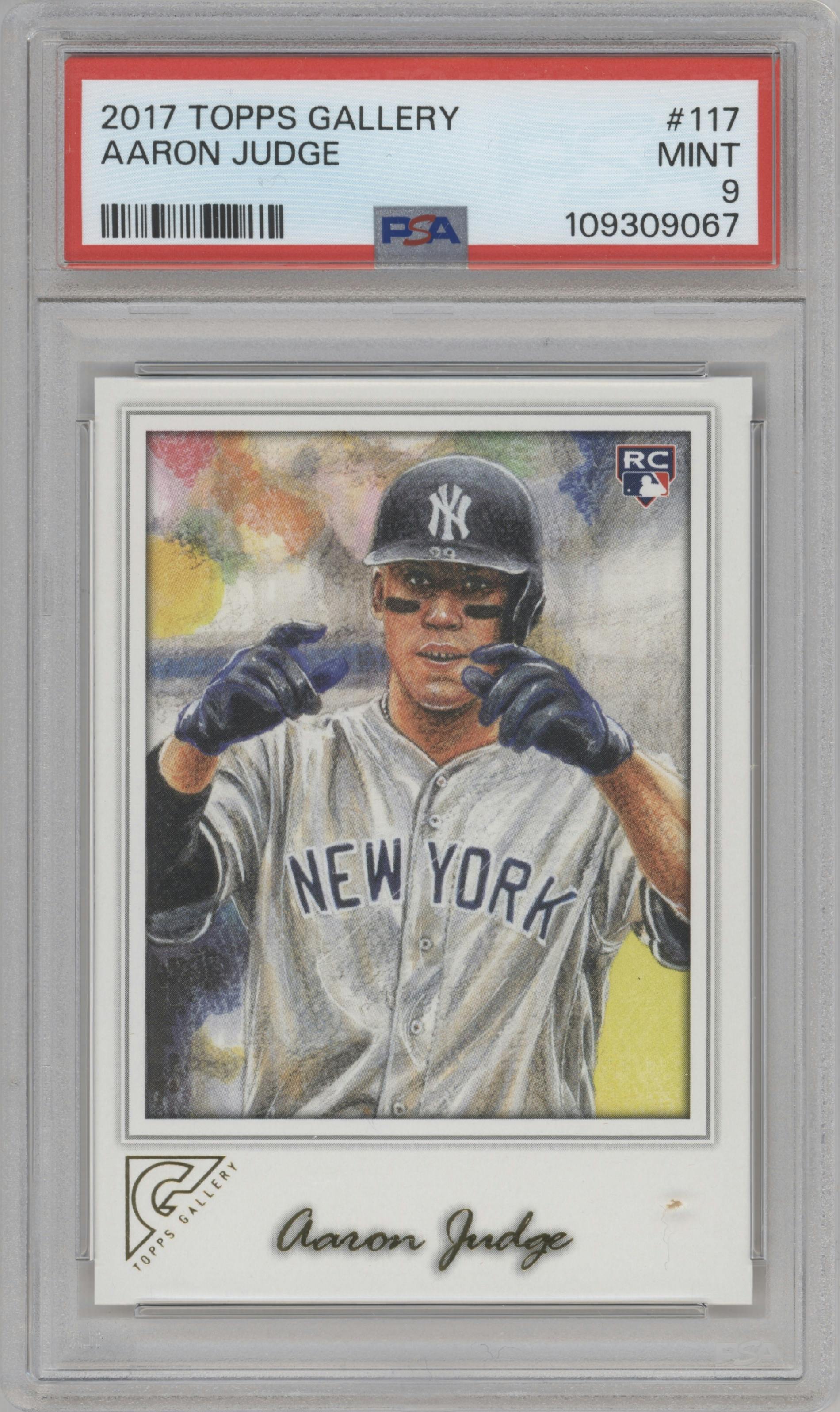 Aaron Judge from the 2017 Topps Gallery set graded by PSA and given an overall grade of 9.